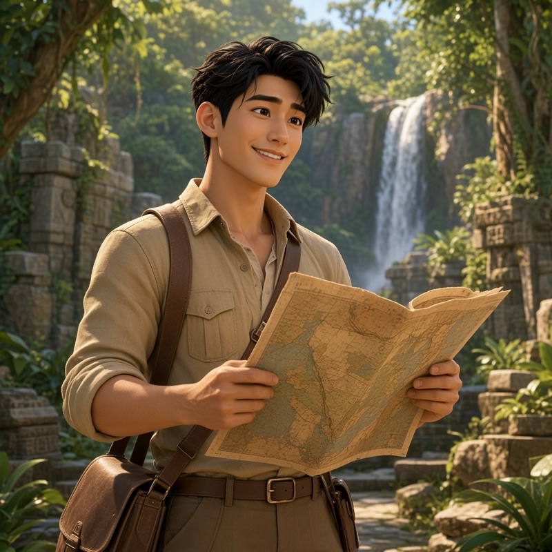 A man's photo turned into a 3D animated explorer at a hidden temple with the Pixarify preset on Grok Imagine Image 2.0